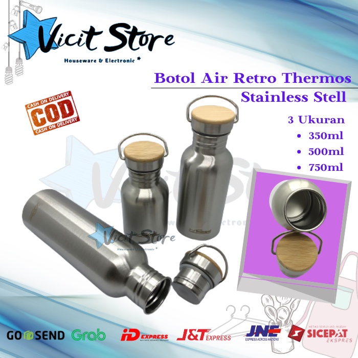 Botol Air Thermos Retro Stainless Steel Makapal