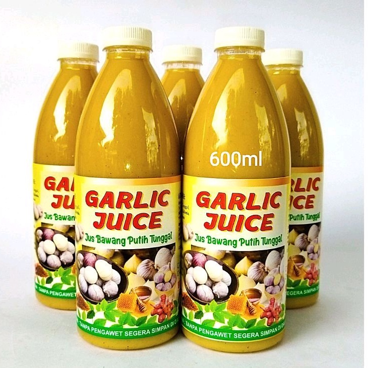 JUS BAWANG PUTIH TUNGGAL, JAHE MERAH, LEMON,  MADU, CUKA APEL DAN KAYU MANIS - Diet, Detox, Hipertensi, Asam Urat, Kolesterol, Maag, Asam Lambung, Jantung Koroner, Vertigo, Garjus, Garlic Juice 600ml