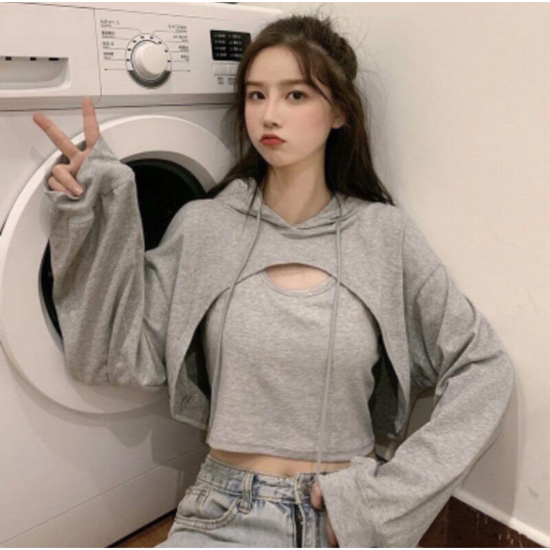 C. Crop Top Hoodie' JAKET CROP'' JAKET KOREA