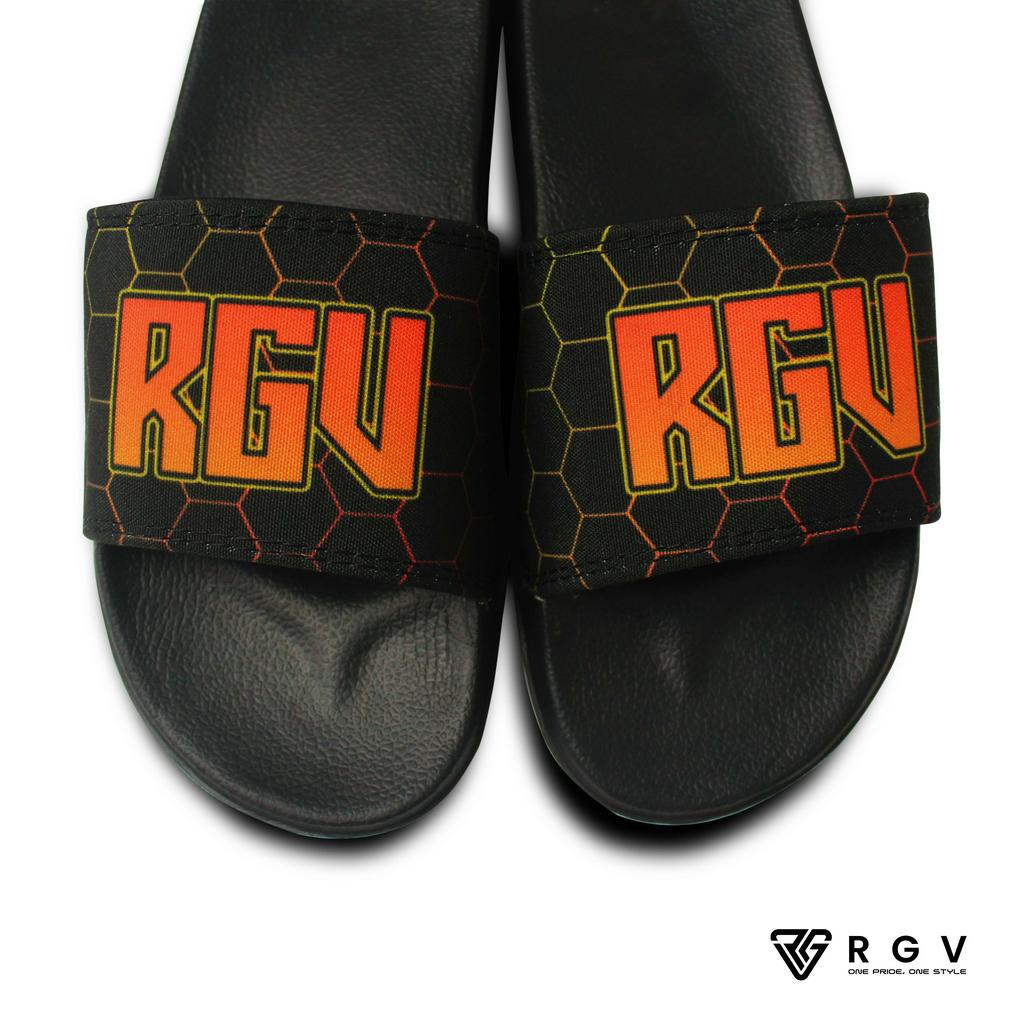 RGV - SANDAL PRIA DAN WANITA SLIDE SLIP ON SENDAL ANTI LICIN RINGAN SELOP HEXAGON ORANGE