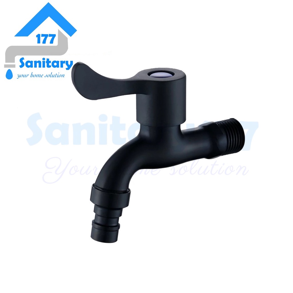 Kran air Taman HITAM Stainless Minimalis Murah BRC-Keran air tembok faucet Black wall stenlis kran wudhu cuci