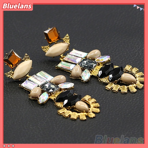 Anting Stud Dangle Drop Berlian Imitasi Gaya Retro Untuk Wanita