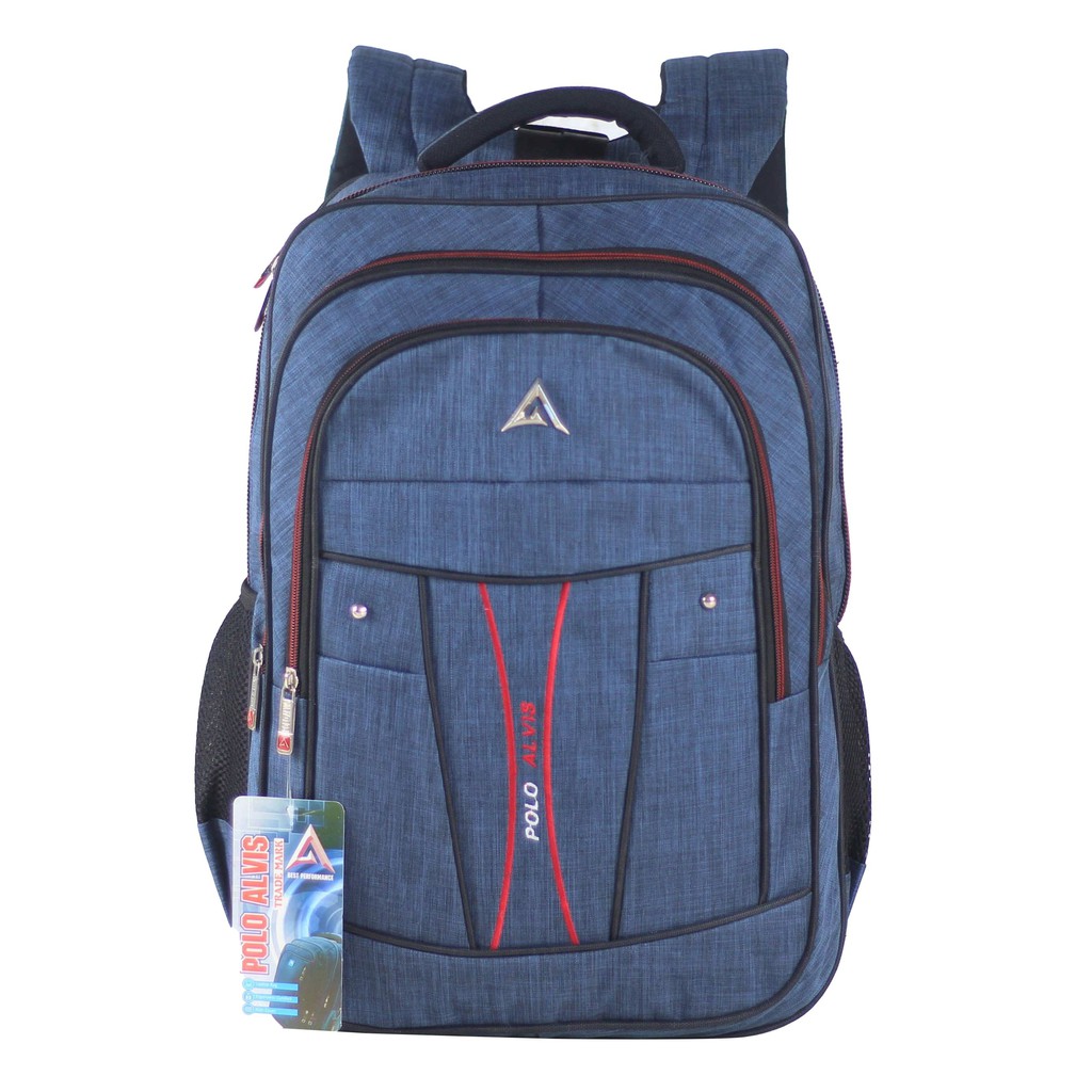 Tas Punggung Pria Polo Alvis Navy Ransel Gendong Cowo SMP SMA Backpack Laptop Berkualitas Bonus Raincover