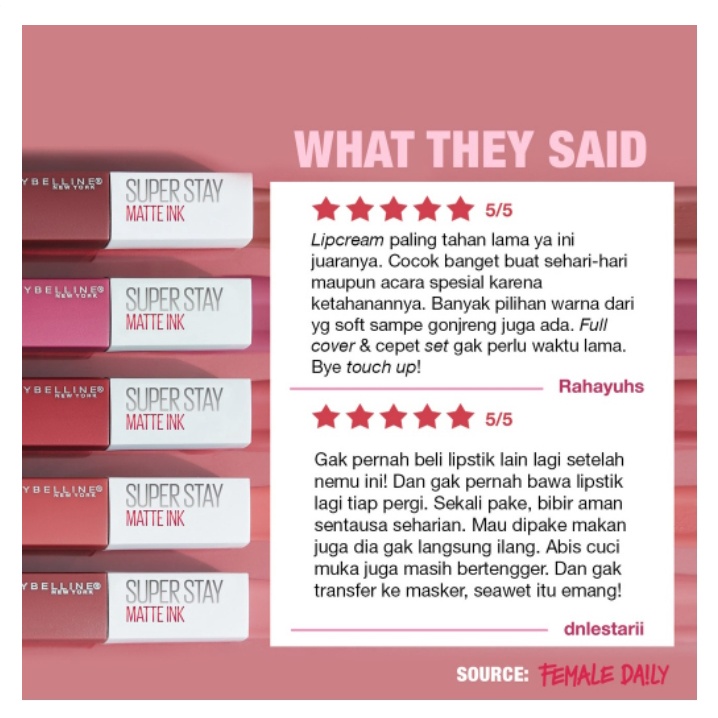 Maybelline SuperStay Matte Ink Lipcream ORI BPOM