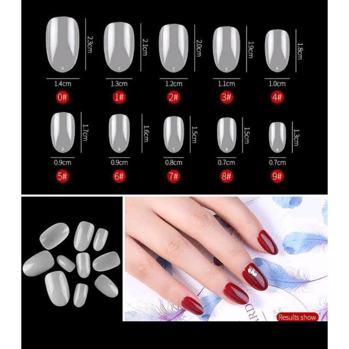 100PCS KUKU PALSU FAKE NAILS KUPAL COFFIN SHORT OVAL LONG OVAL HALFTIP 100PCS TRANSFARAN NATURAL