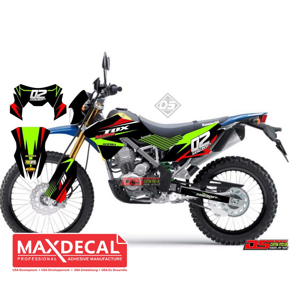 Decal Stiker KLX BF Hijau Hitam