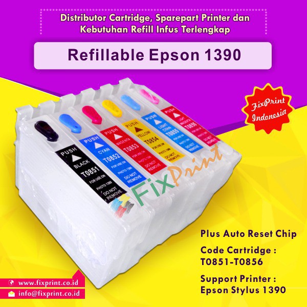 Cartridge MCISS Refillable Epson 85N T0851 T0856 Refill Printer Epson 1390 R1390