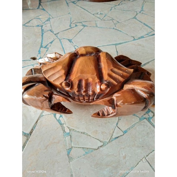 asbak /miniatur kayu jati hiasan meja model kepiting