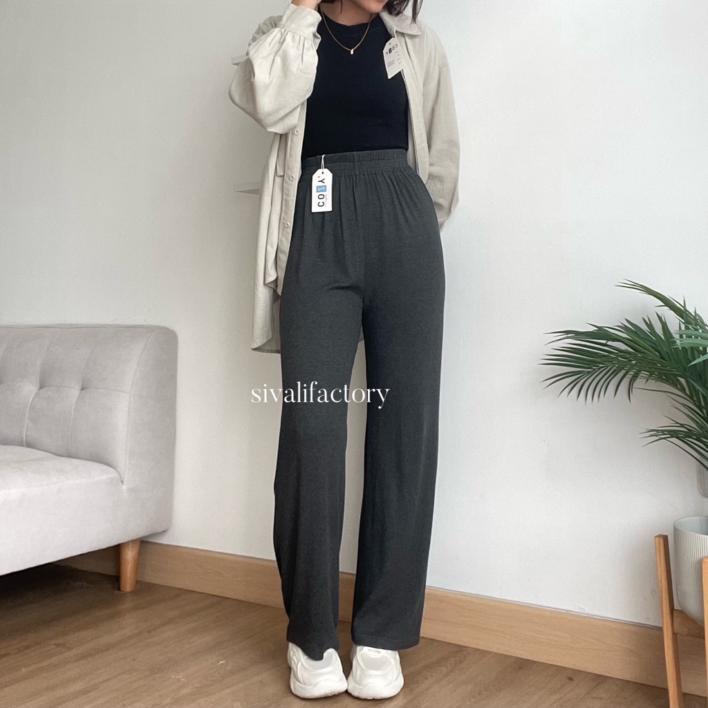 Barley Pants 710 - Knit Pants Cullote - Celana Kulot Knit - Celana Wanita Highwaist