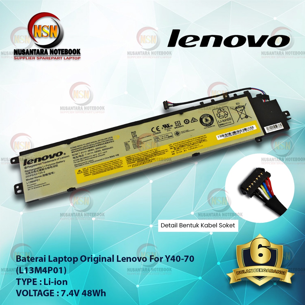 Baterai Laptop Original Lenovo Y40-70/ L13M4P01