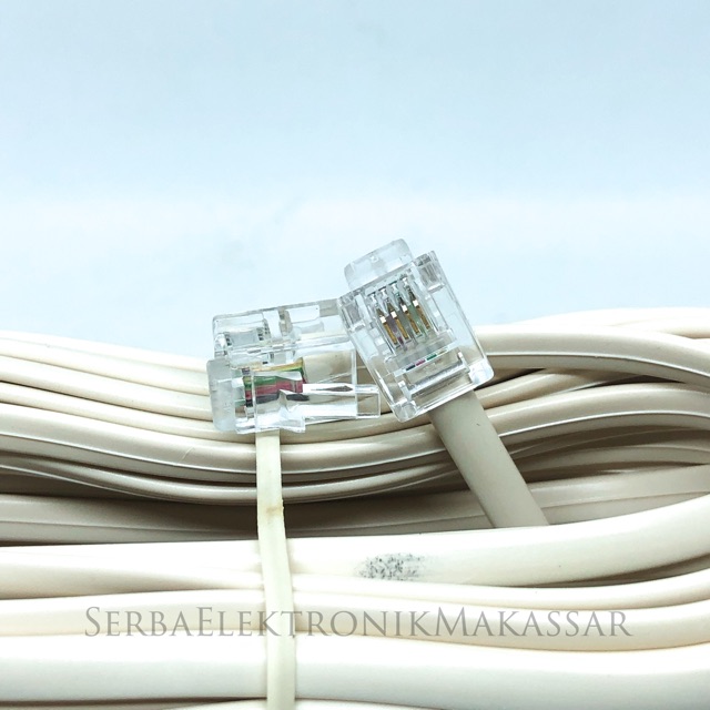 Kabel Line Telepon Fax RJ11 4pin 15Meter