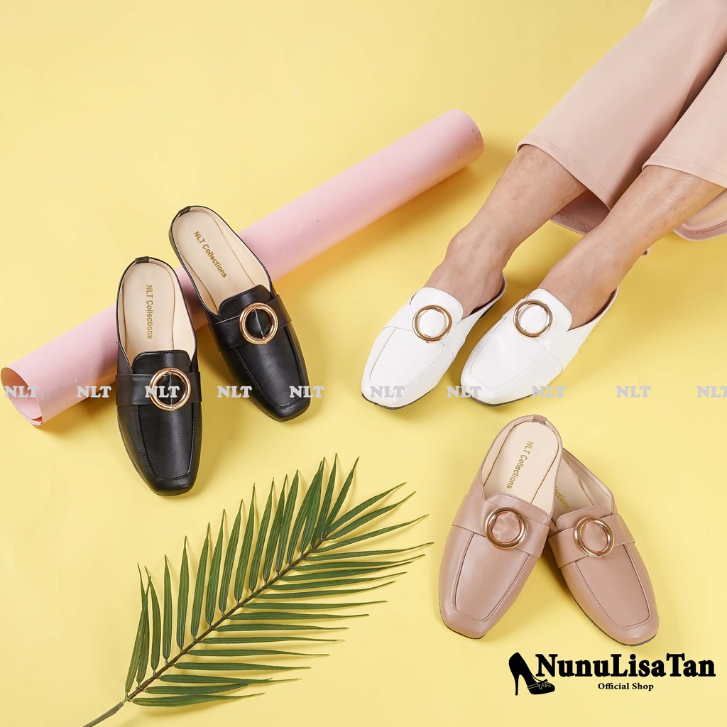 NunuLisaTan Mules - Termurah Terkini Flat Shoes Mules Korea BULAT