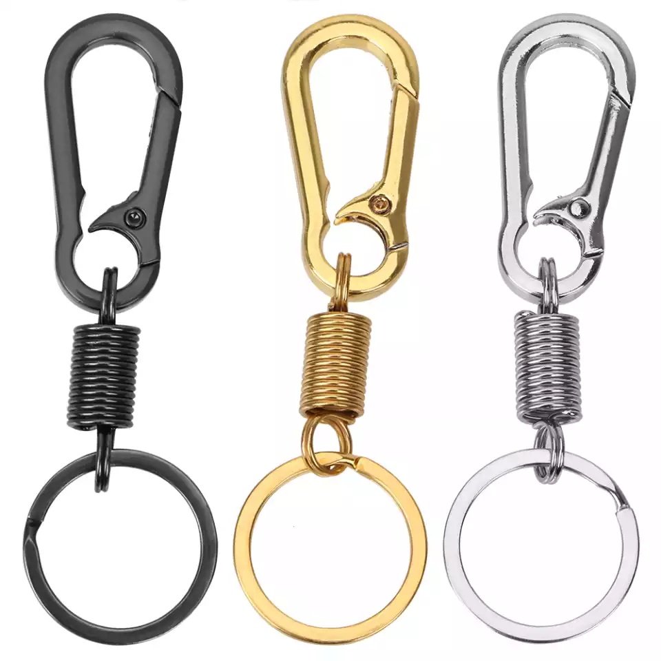 Carabiner Karabiner Gantungan Kunci Multifungsi Stainless Steel with Keychain Per Spring - COD