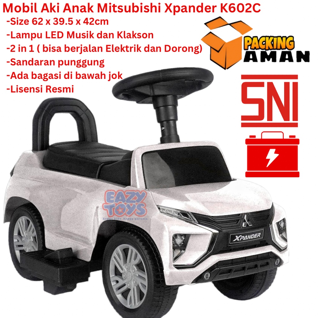 Mobil Aki Anak Mitsubishi Xpander  2 in 1 Fungsi Jalan Elektrik dan Dorong K602C Berlisensi Resmi