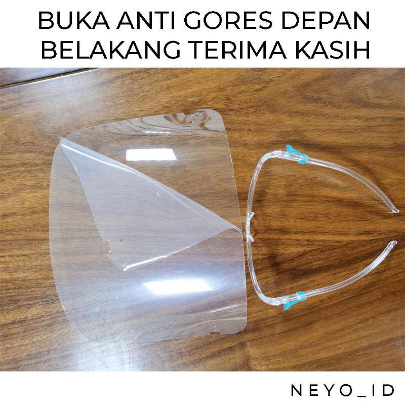 Faceshield kaca mata wajah bening mika pelindung APD anak dewasa medis transparan