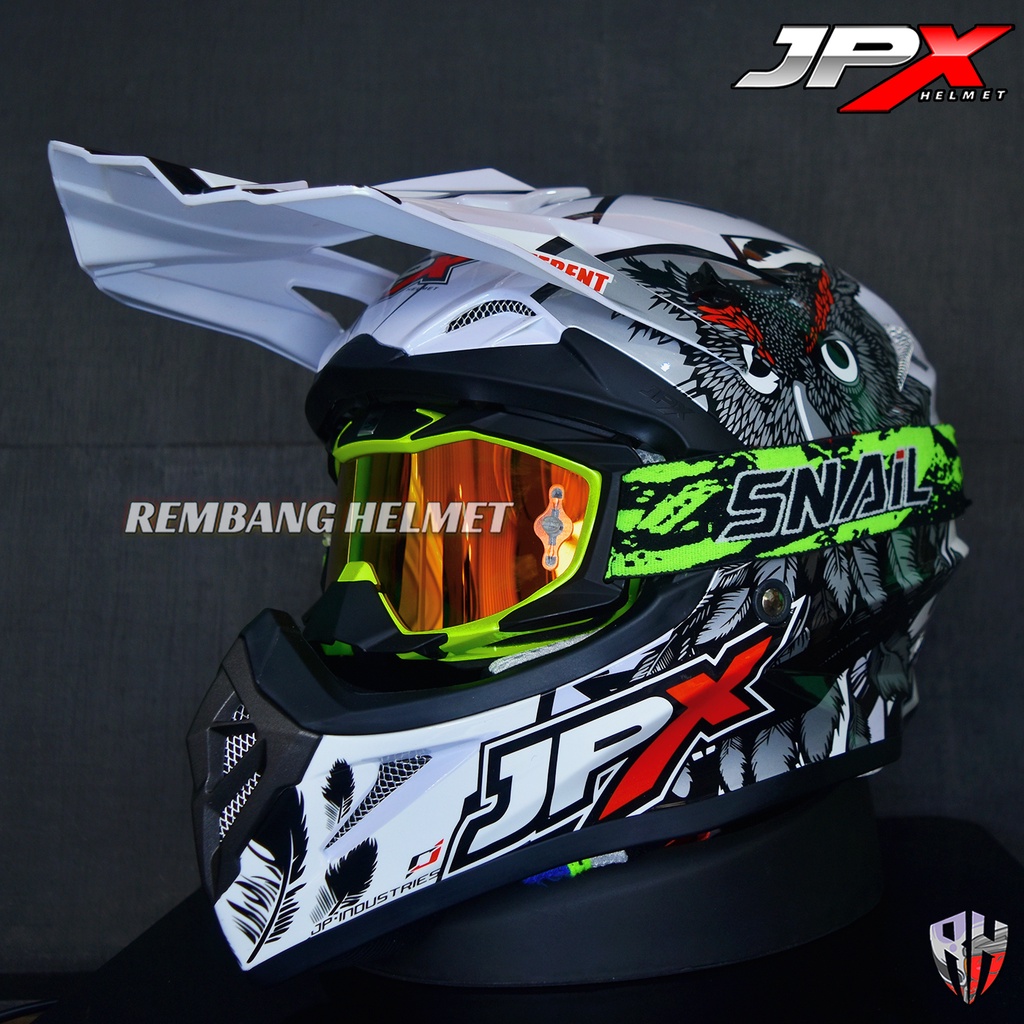 HELM JPX CROSS_FOX1 X13 - PEARL WHITE GLOSS PAKET GANTENG GOOGLE SNAIL HELM JPX KLX ORIGINAL HELMET MOTO TRAIL SUPERMOTO HELM FULL FACE MOTO CROSS TERBAIK TERMURAH-MX36 STABILLO/RED