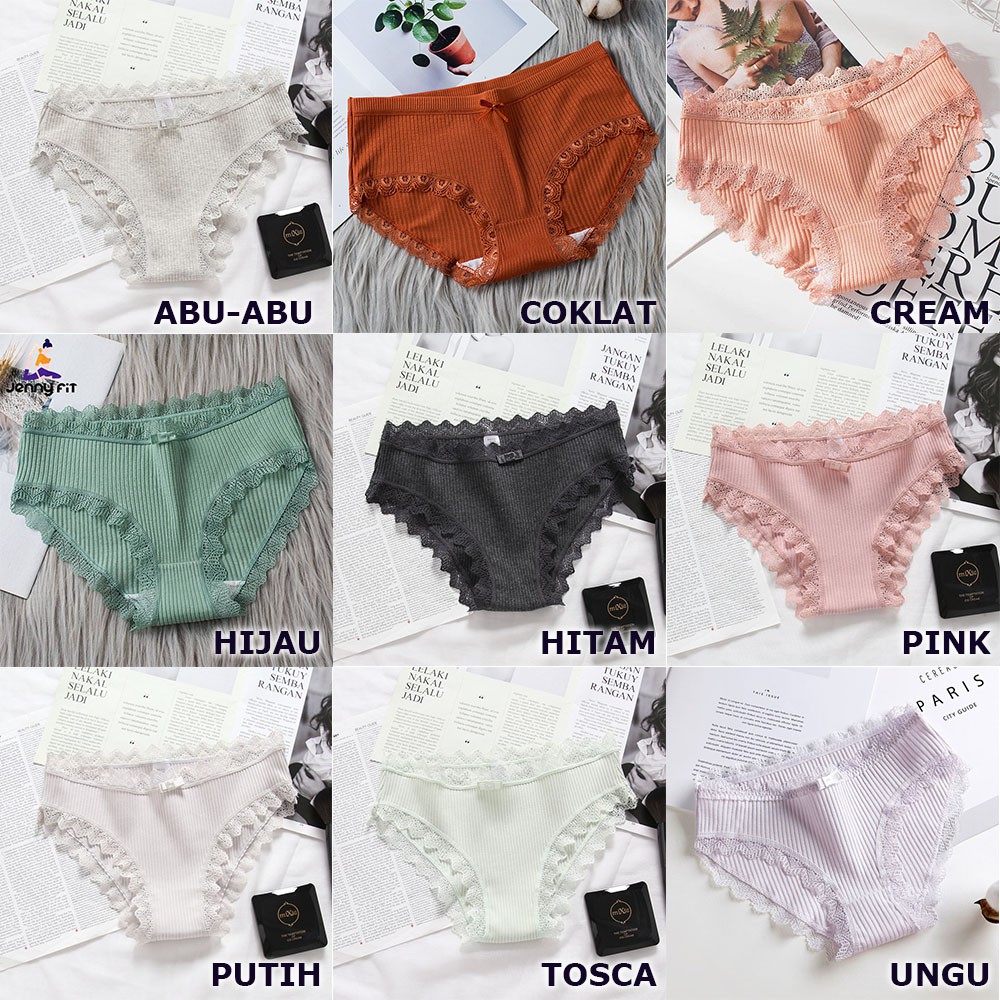 GO! CD044 CELANA DALAM WANITA UNDERWEAR RENDA KOLOR SEGITIGA CEWEK BAHAN LEMBUT SIZE L XL COD