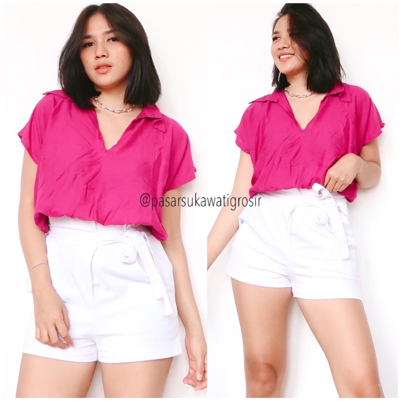 ATASAN BAJU TOP SANTAI CASUAL MOTIF KOTAK RAYON ADEM MURAH GROSIR