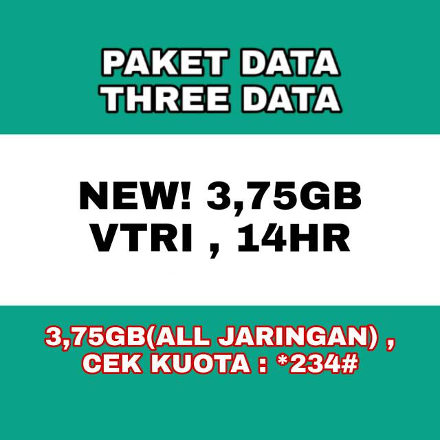 Paket Data Three Data 3 75gb Vtri 14hr Internet Voucher Data Shopee Indonesia