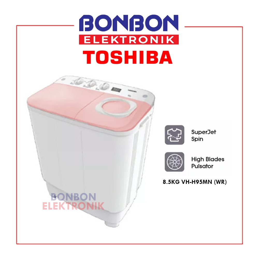 Toshiba Mesin Cuci 2 Tabung 7.5KG VH-H85MN (WR) / VHH 85 MN / VHH85MN