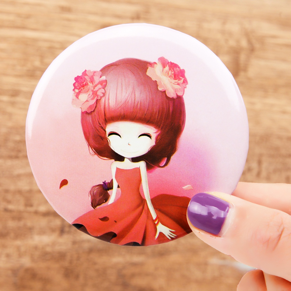 Cermin Saku Mini Bentuk Bulat Motif Kartun Gaya Korea Untuk Makeup