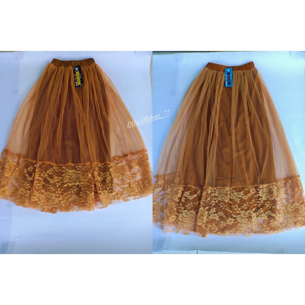 Rok Tutu Model Terbaru Renda Anak Brokat Bawah Motif Bunga Cantik Kekinian Panjang Umur 6 7 8 9 10 11 12 Tahun Ukuran M L Termurah Tile Warna Hitam  Biru Merah Kuning Ungu Lilac Coksu Impor Premium-3