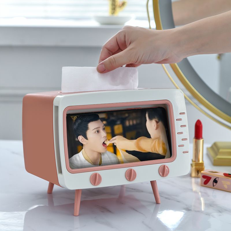 Tempat Tissue + Tempat HP Bentuk TV Lucu Model Korea