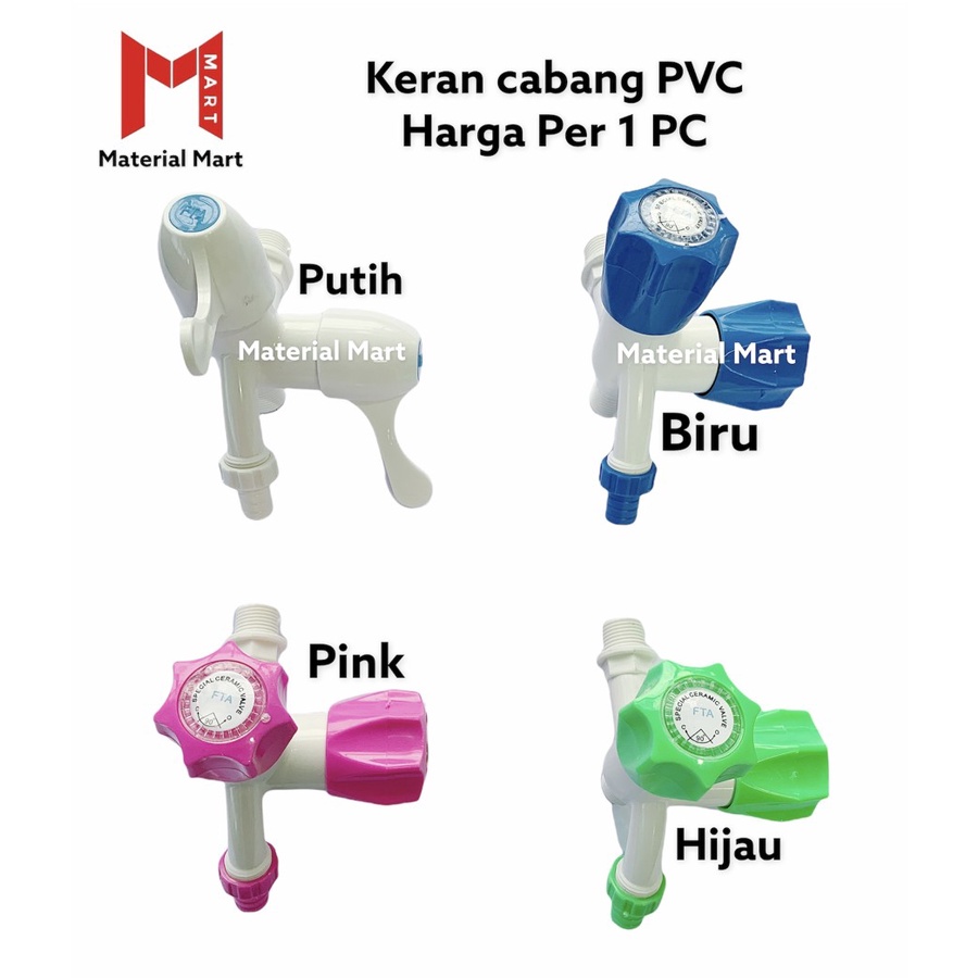 Keran Cabang PVC 1/2 Inch | Kran Air Shower Double Cabang Plastik 3/4 | Material Mart