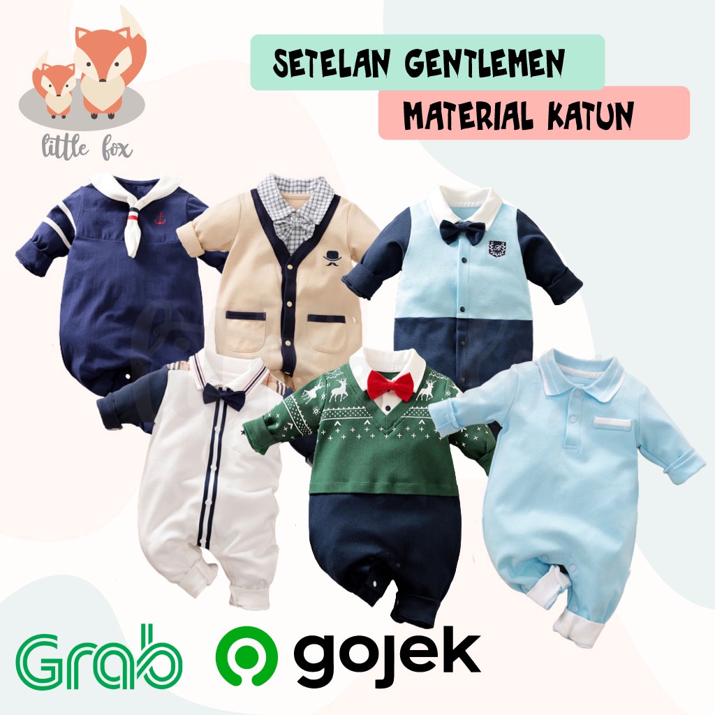 [ IMPORT ] SETELAN BODYSUIT BAJU PESTA BABY COWOK / BABY BOY ROMPER CASUAL MATERIAL KATUN