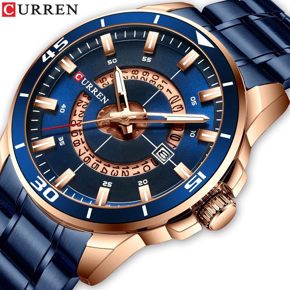 CURREN 8359 Jam Tangan Pria Analog Stainless Steel Chronograph Aktif Luminous Hand WATCHKITE WKOS