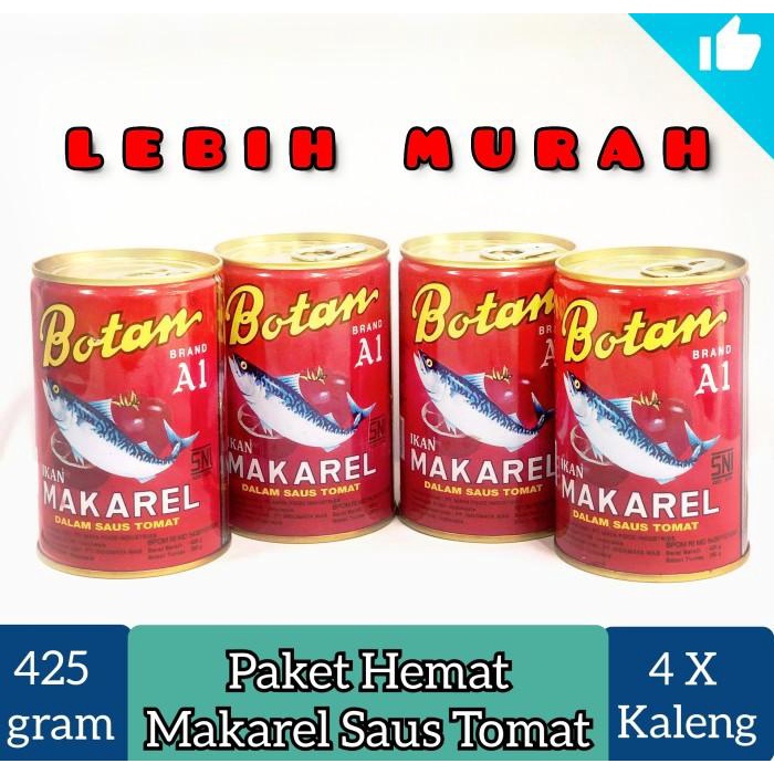

Kaleng | Botan Mackarel Besar 4 Kaleng (4 X 425Gr)
