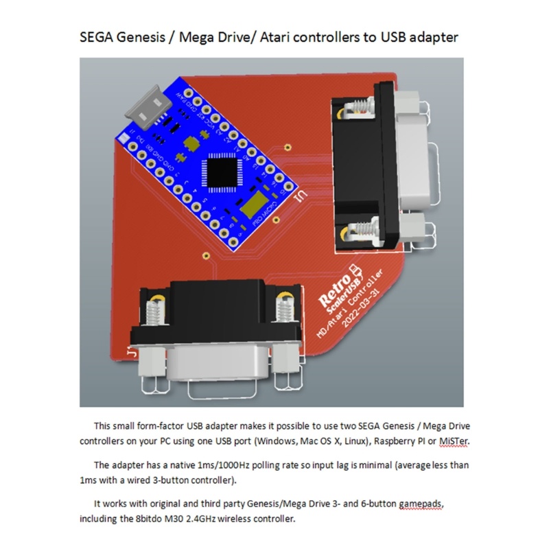 Zzz Adapter Papan Sirkuit Controller USB Untuk SegaGenesis / MD-