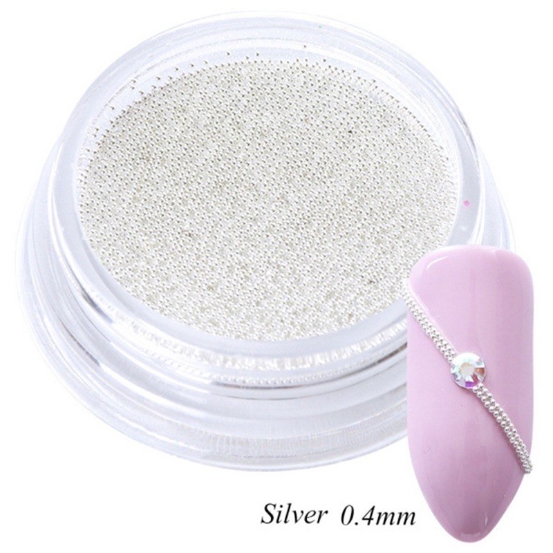 Micro caviar bead metal gold silver / caviar bead hiasan nail art biji nailart