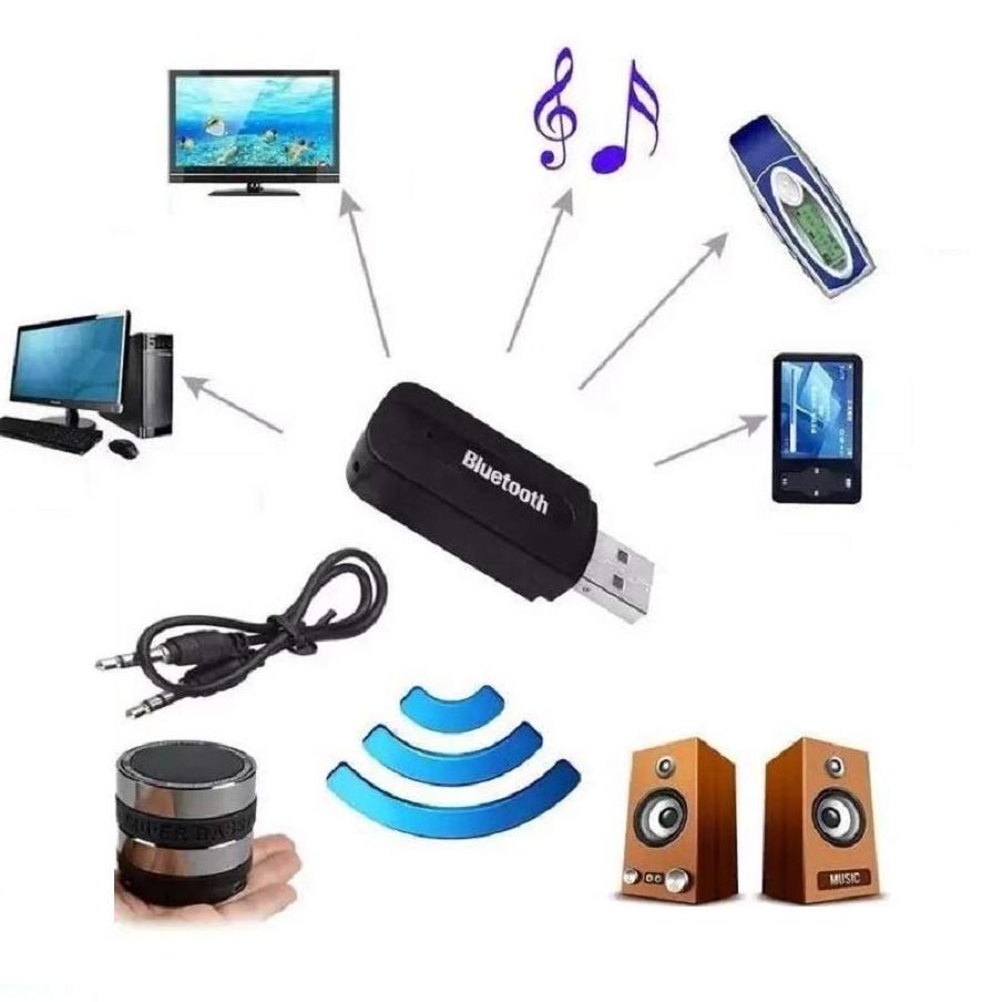 Harga Grosir Usb Bluetooth Receiver Adapter + Kabel Audio 3.5mm Wireless Stereo Speaker Music Musik 