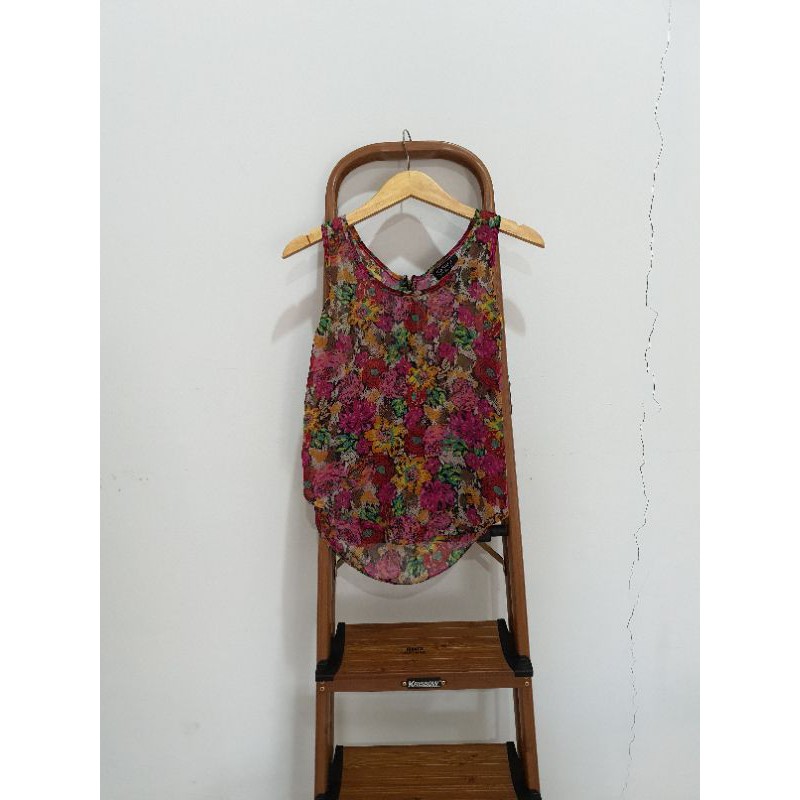 Floral blouse top kutung sifon Topshop