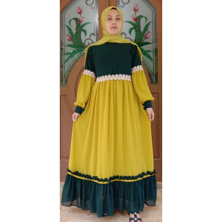 Dress kombinasi renda besar /dress ceruttibabbydoll variasi renda besar