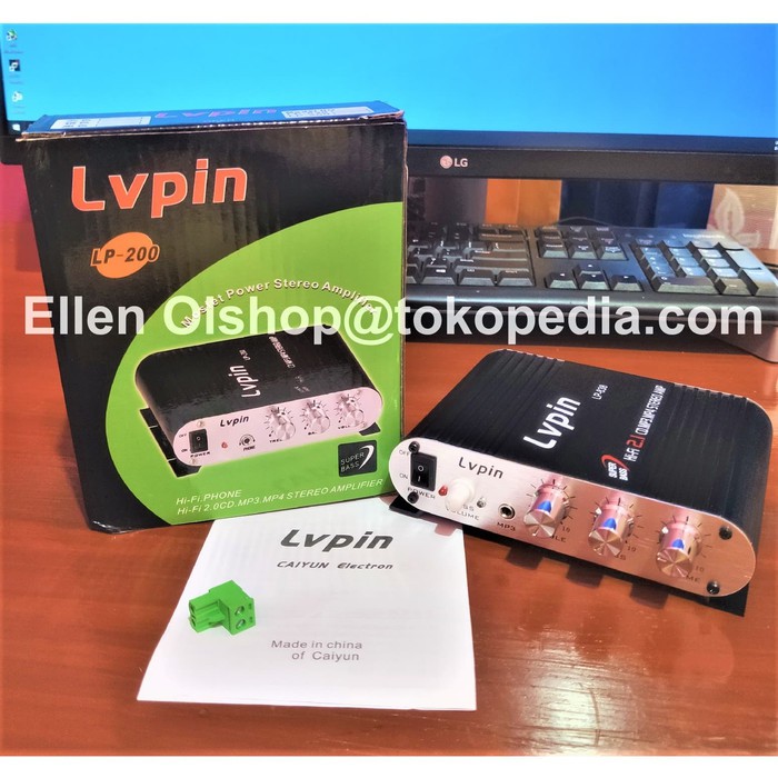 LVPIN Mini HiFi Stereo Amplifier Treble Bass Booster 12V - LP-838 - Black