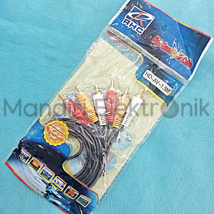 Kabel RCA Audio 3 ke 3 panjang 1.5m gold plated RCA 3x3 Kabel Audio 3 Warna 1,5 meter