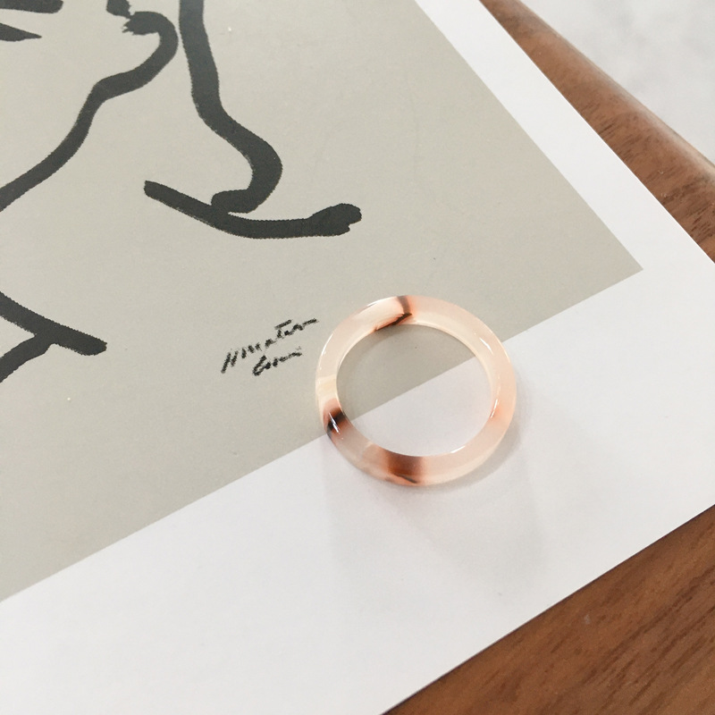 Cincin Amber Asetat Warna Campur Gaya Retro Korea Minimalis Untuk Unisex