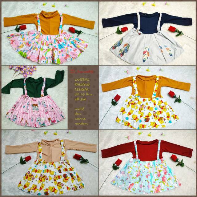 TERMURAH UK 1  2 tahun  Dress lengan panjang Overall anak  