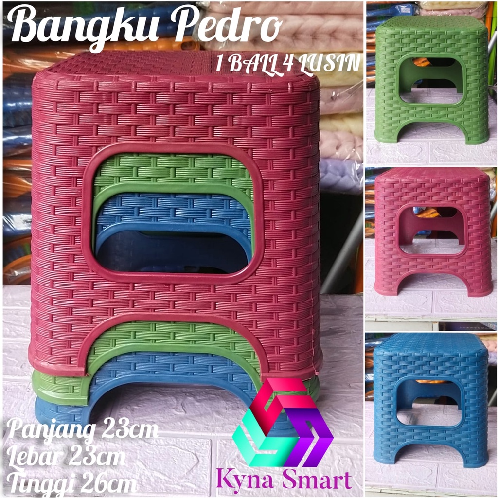 MS Kursi Jongkok Pedro Motif Rotan Plastik  / Bangku Pendek Motif Bambu