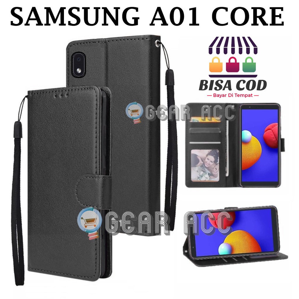 FLIP CASE UNTUK SAMSUNG A01 CORE - FLIP COVER DOMPET CASING-WALLET LEATHER CASE FLIP SARUNG BUKU FLI
