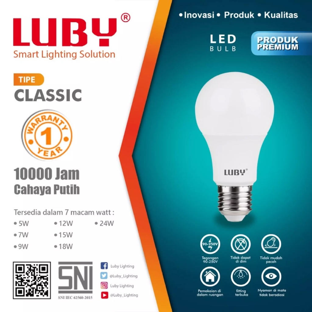 Lampu LED Luby Classic 18 Watt Cahaya Putih Original