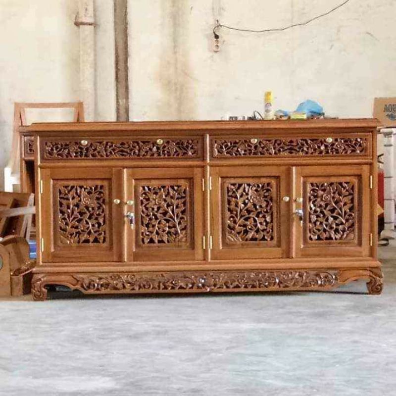 bufet tv palembang kayu jati / meja tv kayu jati murah furniture jepara