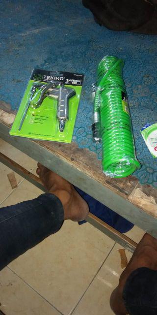 Selang Kompresor Tekiro 6 Meter Set Semprotan Angin Tekiro Selang Recoil 6 Meter Selang Sepiral