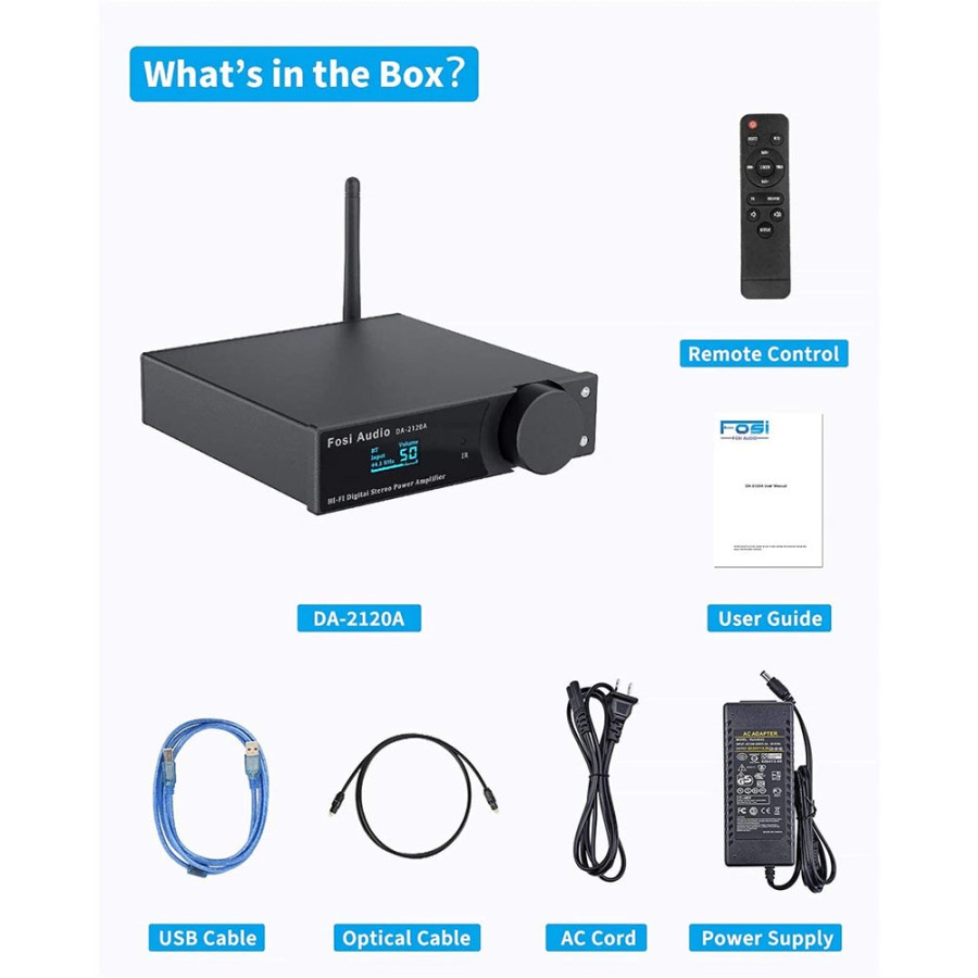 Fosi Audio Bluetooth 5.0 Amplifier 2 Channel Amp Class D DA2120A - Black
