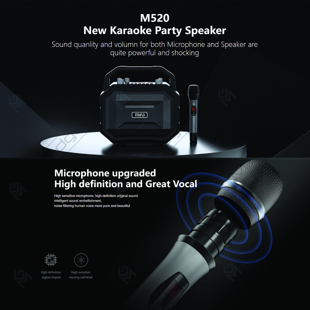 Mifa M520 Gen 2 Bluetooth Speaker with Wireless Microphone Karaoke