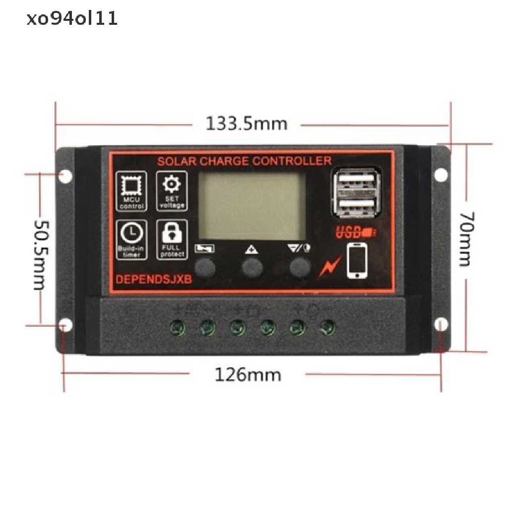 (Hot Sale) 10A-60A MPPT 12V / 24V Kontroler Pengisi Daya Panel Surya USB Ganda