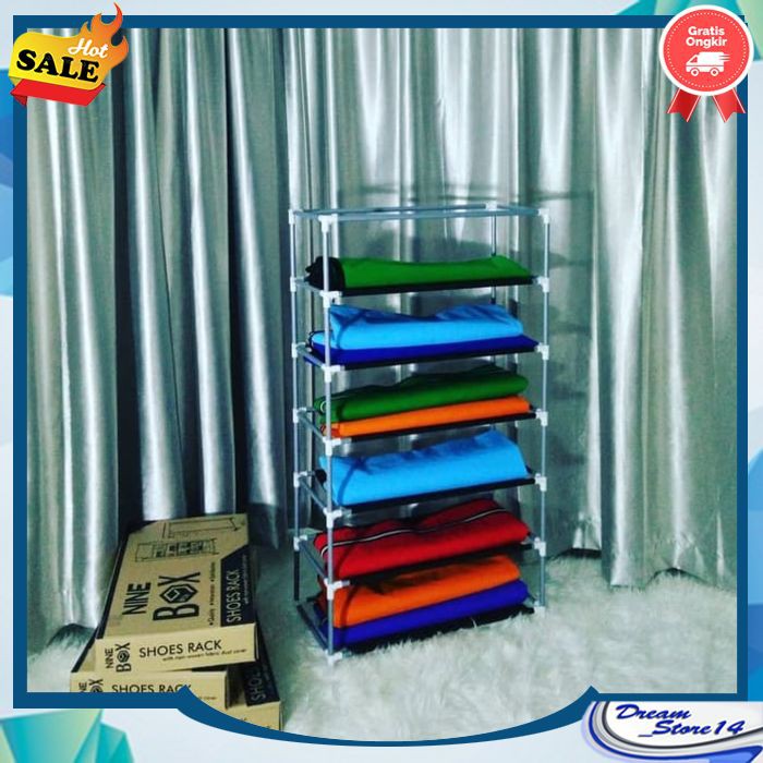 rak jilbab / rak sepatu minimalis / rangka rak sepatu 6 susun (hanya pipa besi dan konektor) DS38