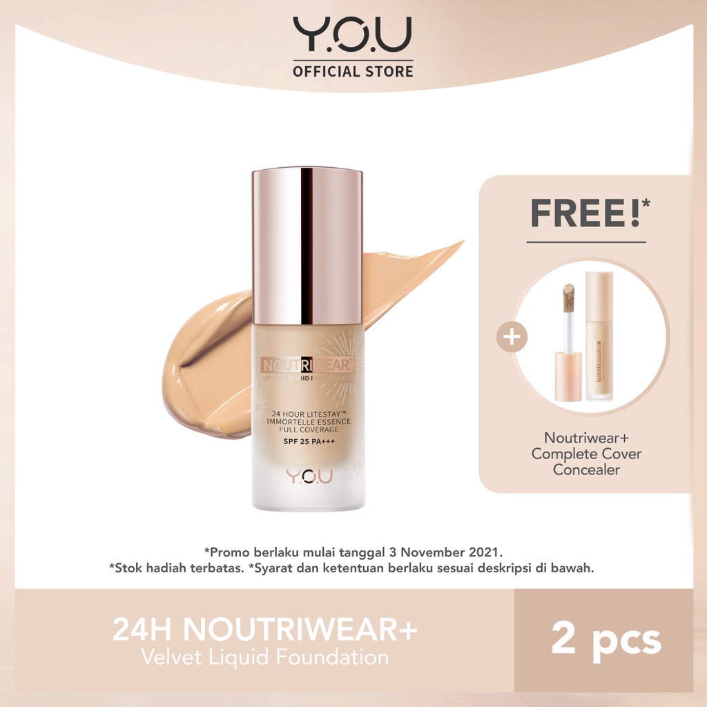 [GROSIR] Y.O.U NOUTRIWEAR VALVET LIQUID FOUNDATION# FULL COVERAGE by you